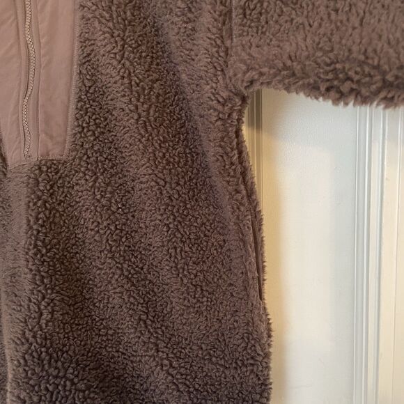 J Crew Teddy sherpa half-zip sweatshirt size Small Chocolate Brown Mock Neck - Picture 4 of 6